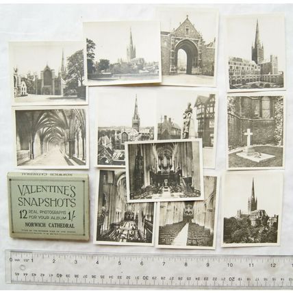 Vintage: Valentine's 12 real photos in wallet Norwich Cathedral