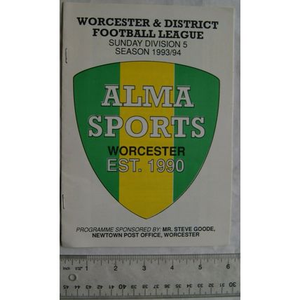 1993/94 programme Alma Sports v. Civil Service