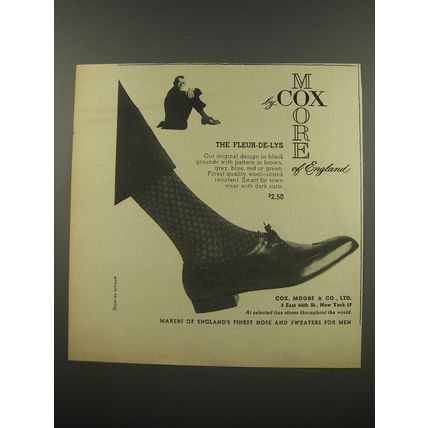 1955 Cox Moore Fleur-de-lys Socks Ad - The Fleur-de-lys