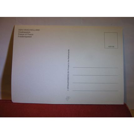 DEN HAAG, PALACE OF PEACE, THE HAGUE, NETHERLANDS unused postcard