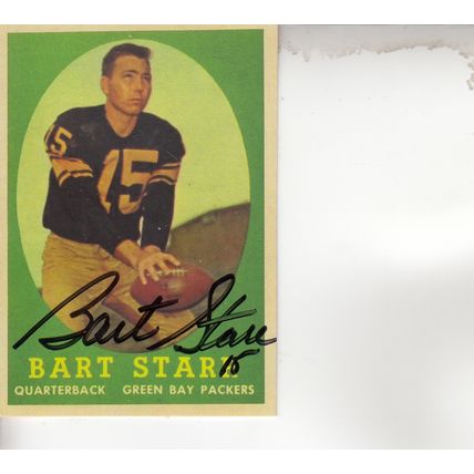 BART STARR 1958 TOPPS AUTOGRAPHED GREEN BAY PACKERS HOF SB I&II CHAMPION MVP QB
