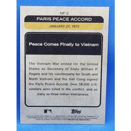 2022 Topps Heritage News Flashbacks #NF2 Paris Peace Accord Is Signed