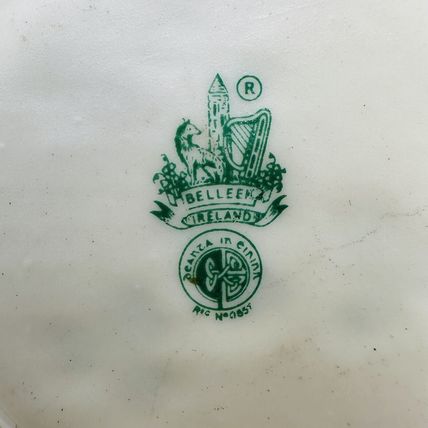 Belleek Ashtray Shamrocks 6th mark 1965 -1980 Ireland Small Vintage Porcelain