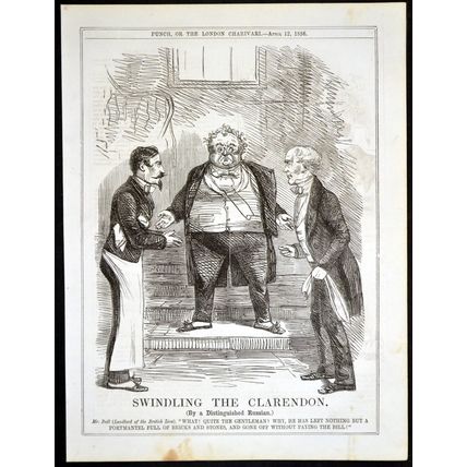 SWINDLING THE CLARENDON 1856 Lord Clarendon Napoleon III PUNCH CARTOON PAGE