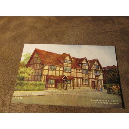 1940s Postcard -Shakespeares House, Stratford on Avon - Artist Brian Gerald A500
