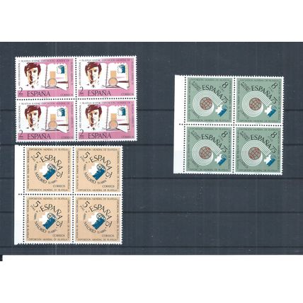 Spain stamps. 1974 Espana 75 Stamp Exhibition MNH blocks of 4 (AP470)
