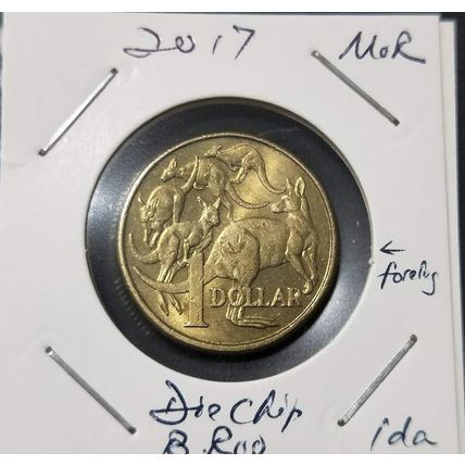 Australia 2017 $1 Mob of Roos - Die Chip on Big Roo - Circulated (1da)