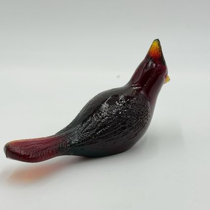Vintage Fenton Ruby Red Art Glass Cardinal Bird Figurine Paperweight 1990’s