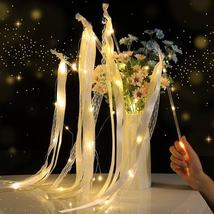 50 Pcs Wedding Wands Ribbon Streamers with 3 Colorful Flashing Modes, Light up L