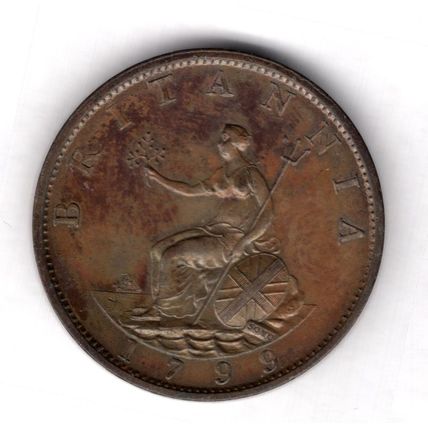 Great Britain. George III. Halfpenny 1799. dy18661