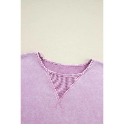 Orchid Petal Mineral Wash Drop Shoulder Pullover Sweatshirt