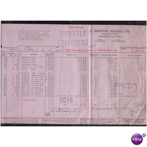 E GRIFFITHS HUGHES LTD,MANCHESTER,PO BOX 407, 10DEC1958