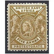 British East Africa 1896 SG72 5a Yellow-Bistre Mounted Mint ..