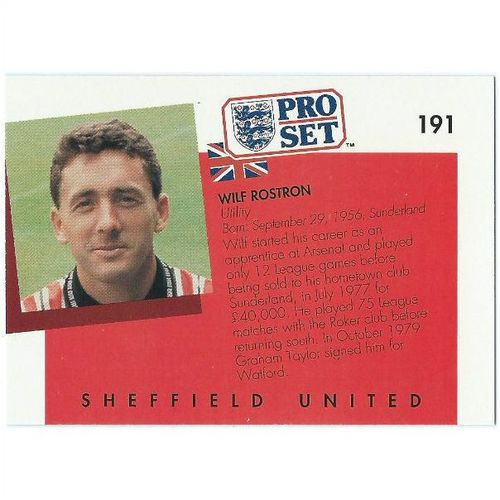 1990/1991 Pro Set Footbal - #191 - Wilf Rostron