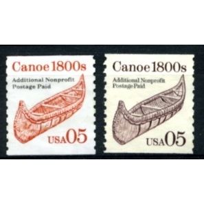 USA 1991 - Transport - Canoe - History - x2 Charity Non-Profit Postage - Used