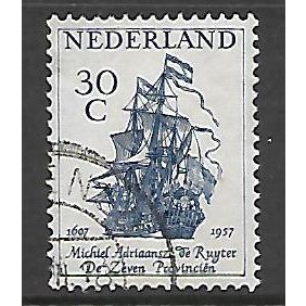 NETHERLANDS 1957 30c BLUE DE RUYTERS FLAGSHIP SG849 FINE USED