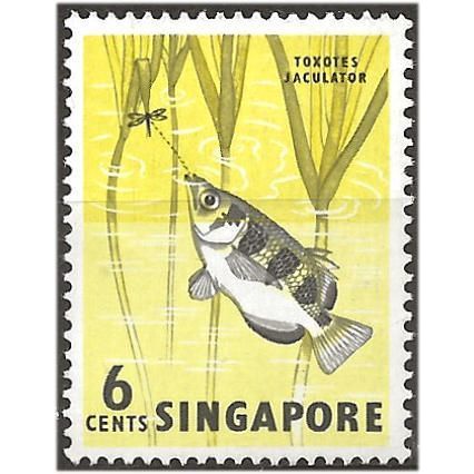 Singapore 1962 SG67 6c Black & Greenish Yellow Mounted Mint . .. .