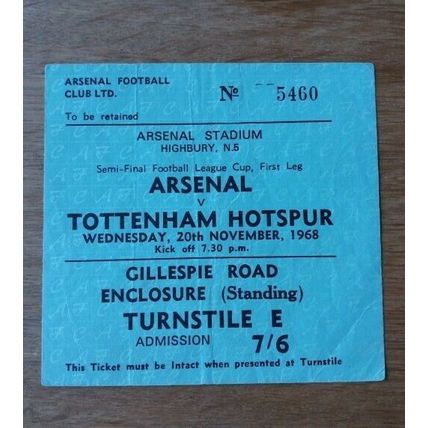 1968/69 League Cup Semi Final Programme & Ticket – Arsenal vs Tottenham