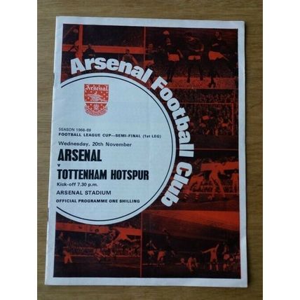 1968/69 League Cup Semi Final Programme & Ticket – Arsenal vs Tottenham