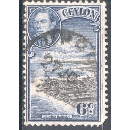 Ceylon stamps 1938 - SG388 - 6c Colombo Harbour KGV1 - used 4