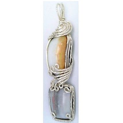 Australian Opal Sterling Silver Wire Wrap Gemstone Pendant 5