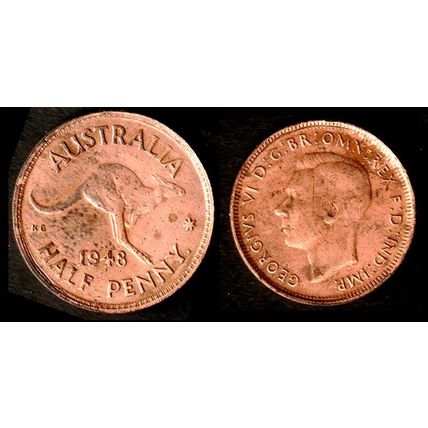 Australia Half Penny 1948 Used Coin 1/2d Geo VI Kangaroo