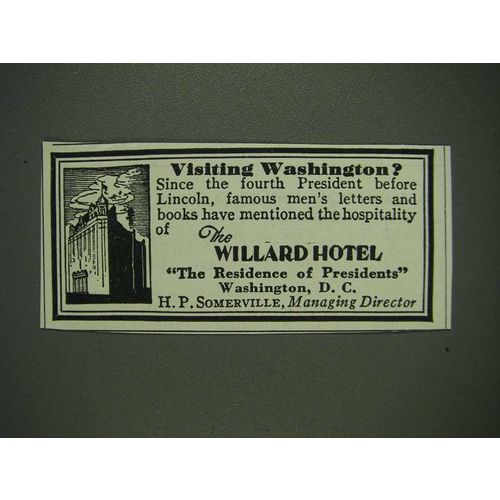 1933 Willard Hotel Ad - Visiting Washington?