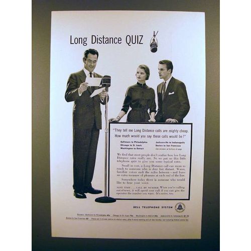 1954 Bell Telephone Ad - Long Distance Quiz!