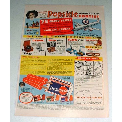 1956 Popsicle Ad w/ Gabby Hayes - Western Roundup