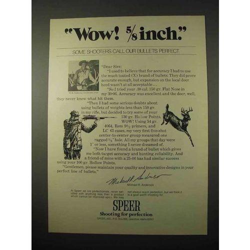 1974 Speer Bullets Ad - Wow! 5/8 Inch