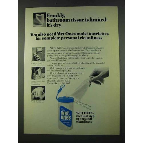 1974 Wet Ones Moist Towelettes Ad - Tissue is Limited