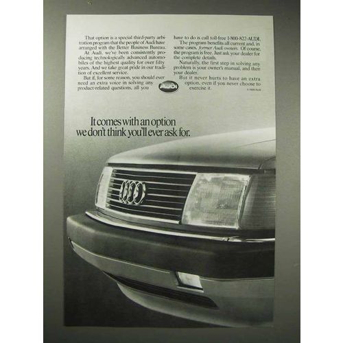 1988 Audi Car Ad - An Option You'll Never Ask For