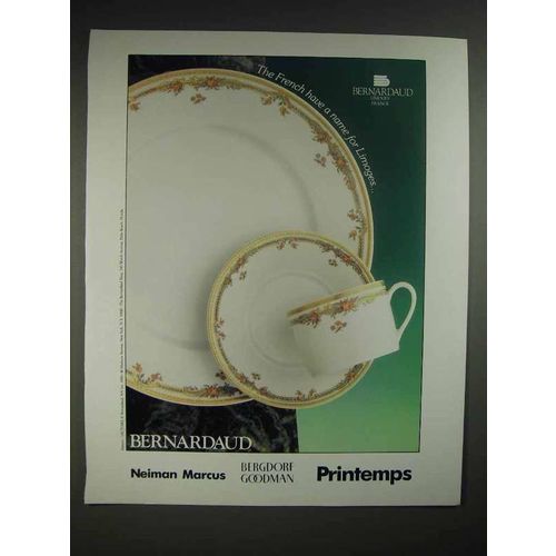 1988 Bernardaud Victoire China Ad - Name for Limoges
