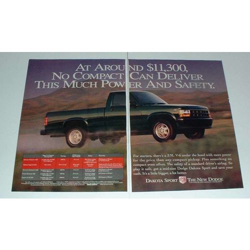 1994 Dodge Dakota Sport Truck Ad - Power and Safety