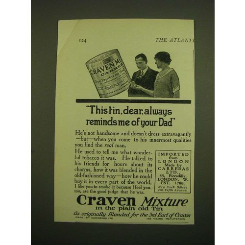1924 Craven Tobacco Ad - This tin, dear, always reminds me of your dad