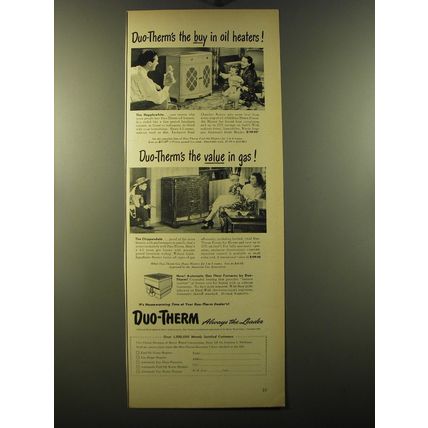 1950 Duo-Therm Hepplewhite and Chippendale Heaters Advertisement