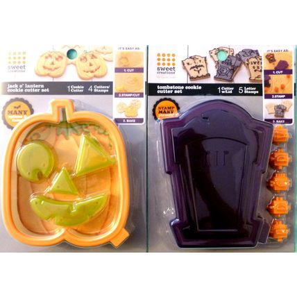 "NEW SETS HALLOWEEN COOKIE CUTTER & DECORATING KITS JACK-O-LANTERN TOMBSTONE +