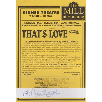 Monica Nowak The Mill at Sonning Thats Love Premiere Hand Signed Theatre Flyer