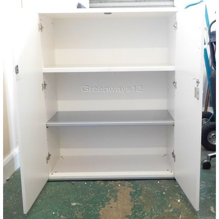 Actiu Tall White Double Door Adjustable shelve Wooden Storage Cabinet