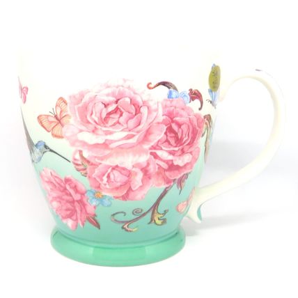 Oriental Blossom Fine China Mug with Pink Flowers and Butterfly Design 10 CM