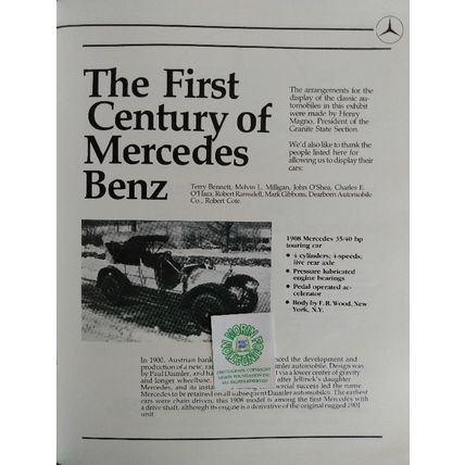 100th ANNIVERSARY MERCEDES-BENZ EXHIBIT BROCHURE MUSEUM of TRANSPORATION 1986