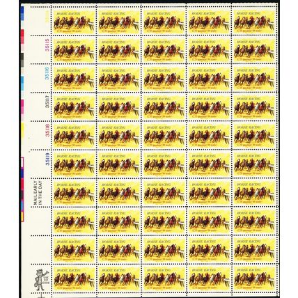 Horse Racing Sheet of Fifty 10 Cent Postage Stamps Scott 1528