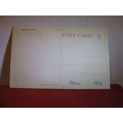 MALACCA RIVER, MALACCA, MALAYSIA unused standard sized postcard (a) dated 1973 #
