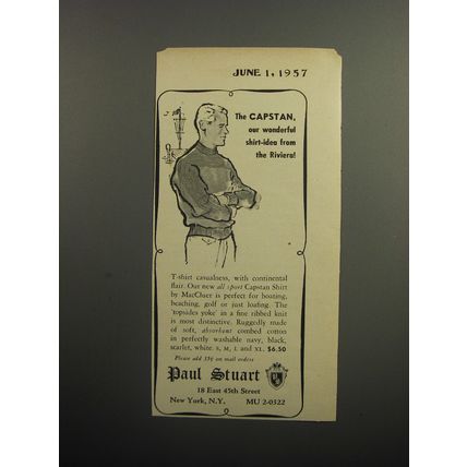 1957 Paul Stuart Fashion Ad - The Capstan, our wonderful shirt-idea