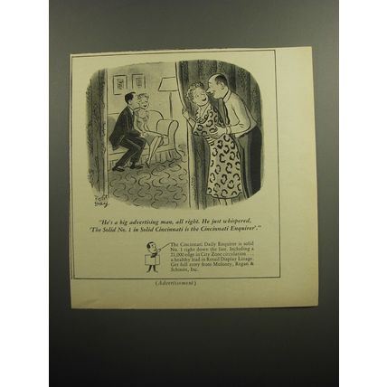 1957 Cincinnati Daily Enquirer Ad - cartoon by Robert Day - big advertising Man