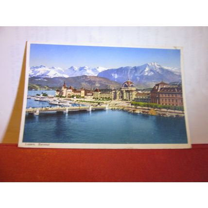 BAHNHOF, LUZERN, SWITZERLAND used vintage postcard Lucerne 1930 pm (a) =