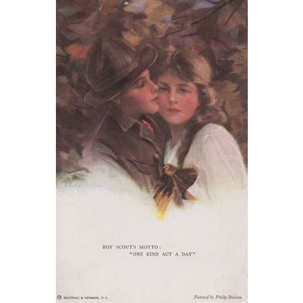 One Kind Act A Day Love As Boy Scouts Antique Postcard