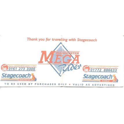 Manchester Mega Rider Wayfarer Ticket issued by Stagecoach Manchester & Ribble