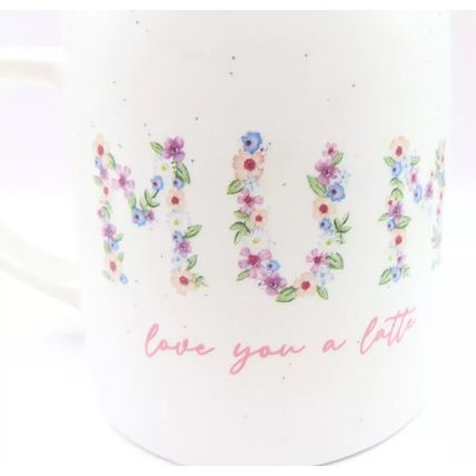 Mum Mug Love You a Latte Ceramic Floral & Pink Inside 9 CM Mothers Day Tableware