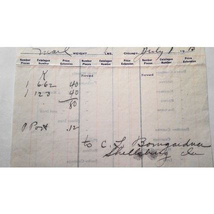 1913 International Harvester Company of America Osborne Invoice